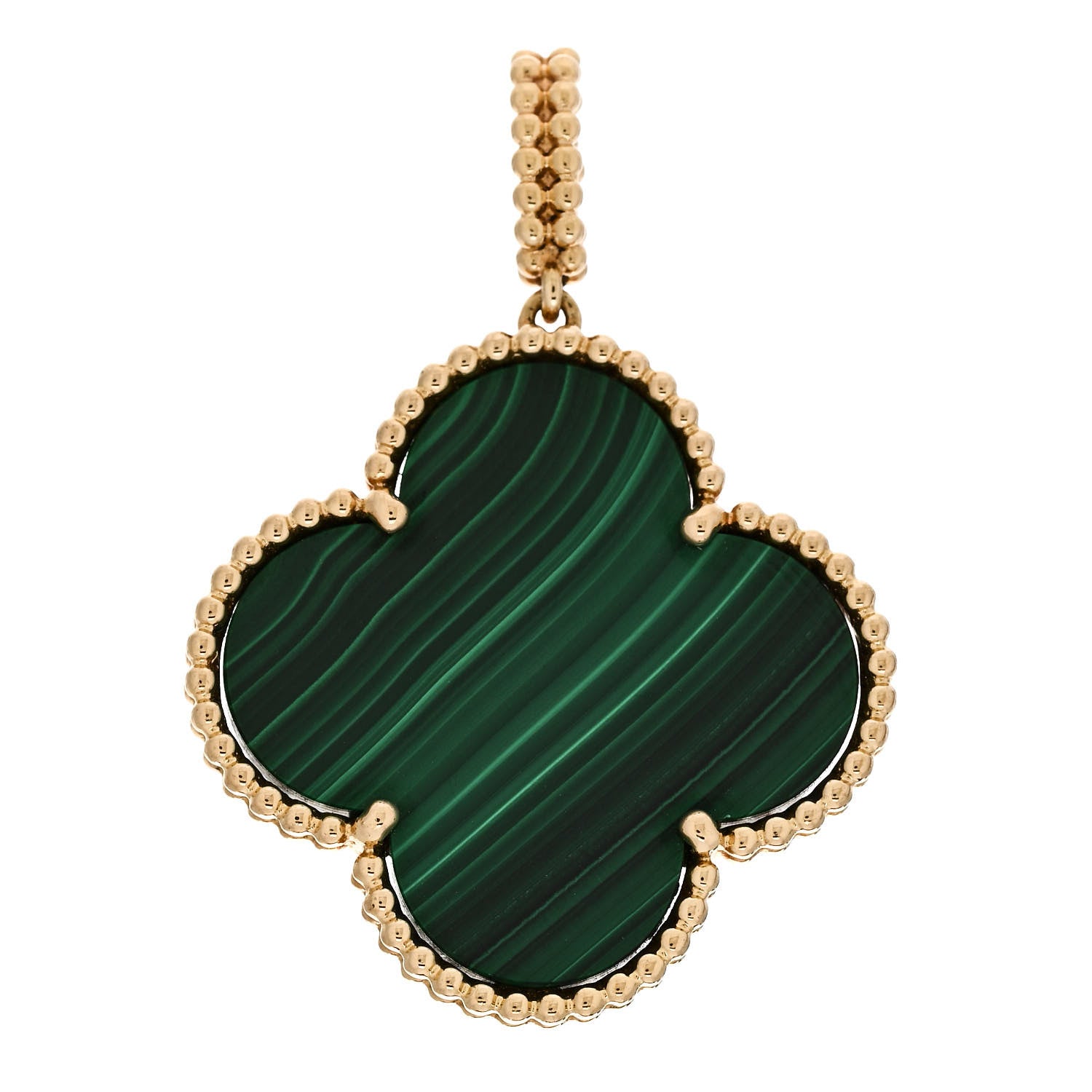 Van Cleef & Arpels 18K Yellow Gold Malachite Magic Alhambra Pendant 1 of 5