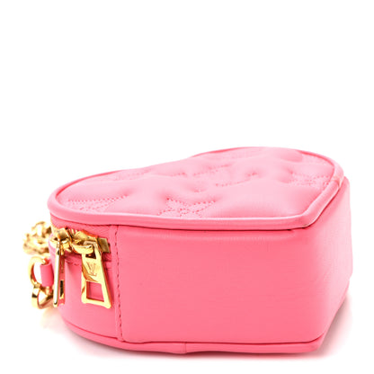 Louis Vuitton Calfskin Embroidered Monogram Pop My Heart Bag Pouch Dragon Fruit Pink 4 of 9