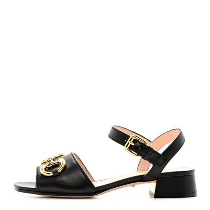 Gucci Nappa Charlotte Horsebit Block Heel 45mm Sandals 36 Black 1 of 8