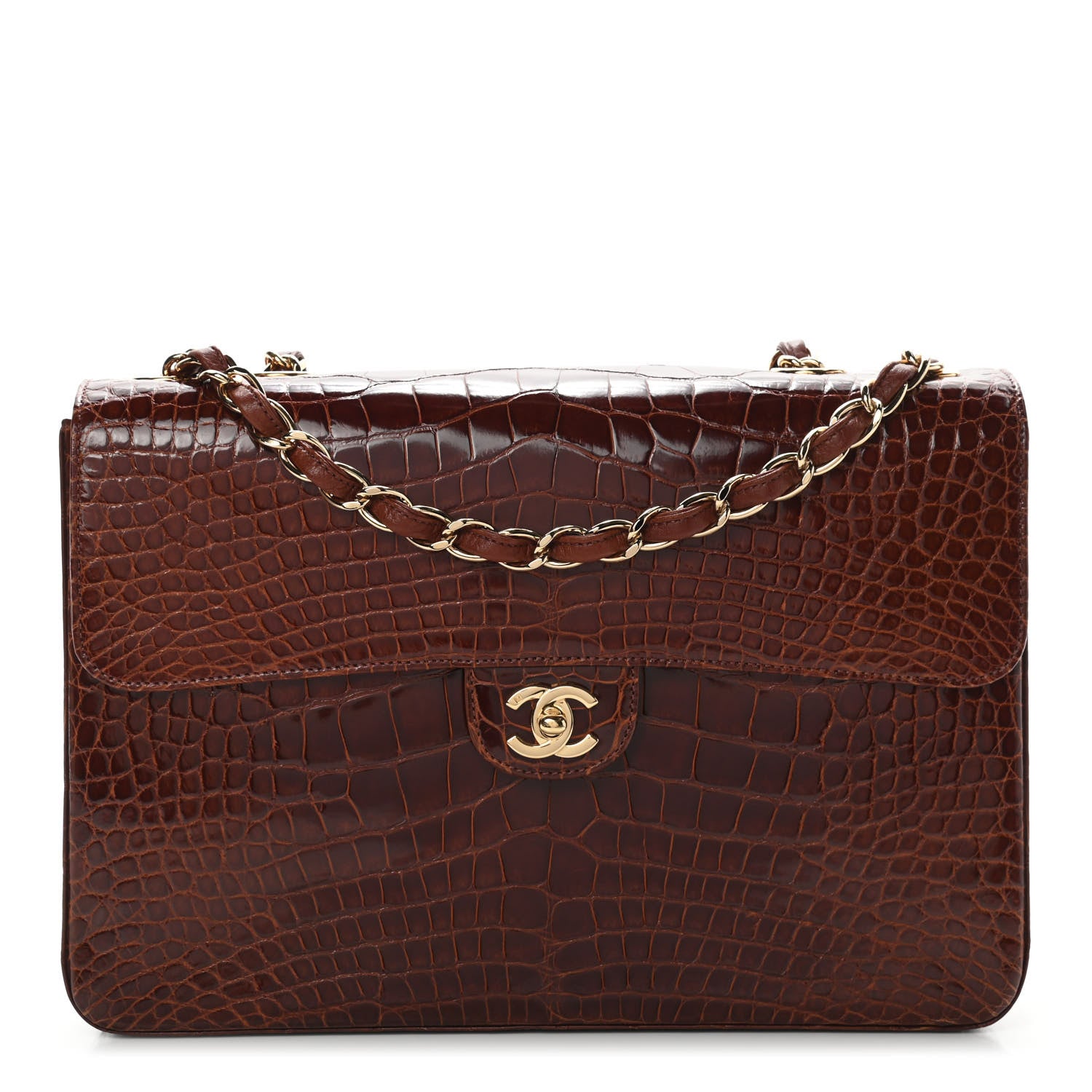Chanel Alligator Jumbo Single Flap Dark Brown 1 of 9