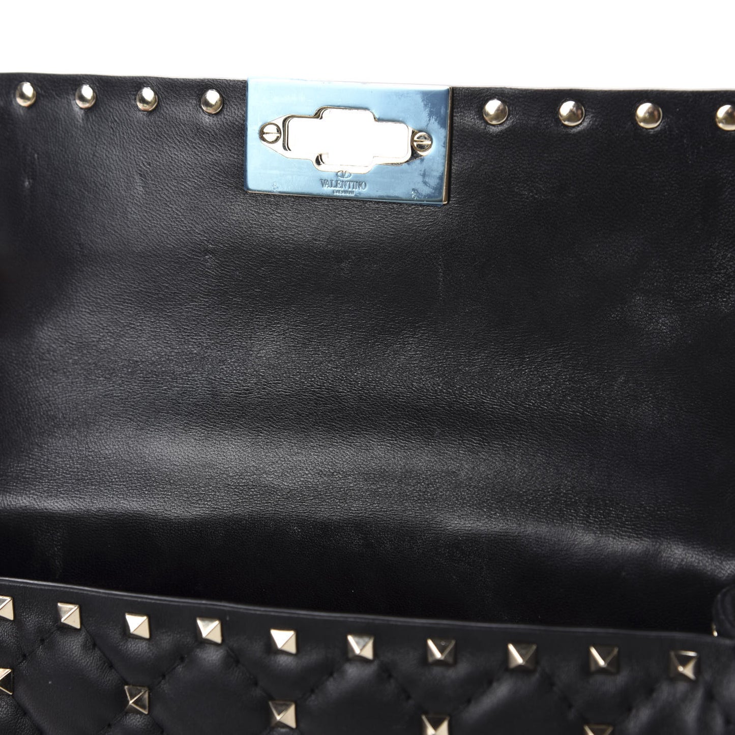 Lambskin Small Rockstud Spike Shoulder Bag Black