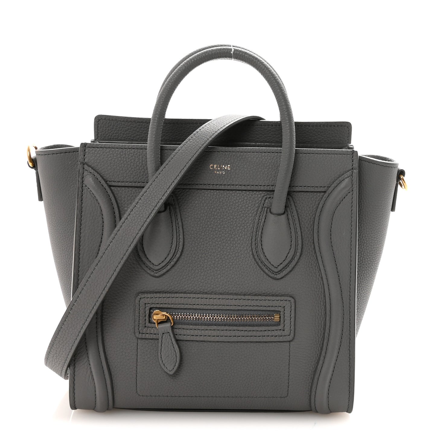 Baby Drummed Calfskin Nano Luggage Kohl