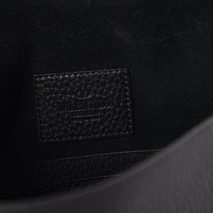 Valentino Garavani Pebbled Calfskin Medium Rockstud Envelope Flat Wristlet Pouch Black 6 of 7