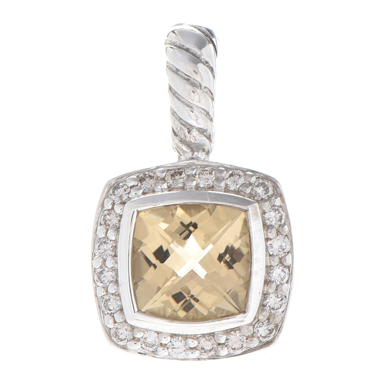 Sterling Silver Diamond Citrine 7mm Petite Albion Pendant