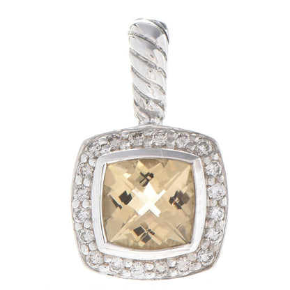David Yurman Sterling Silver Diamond Citrine 7mm Petite Albion Pendant 1 of 3