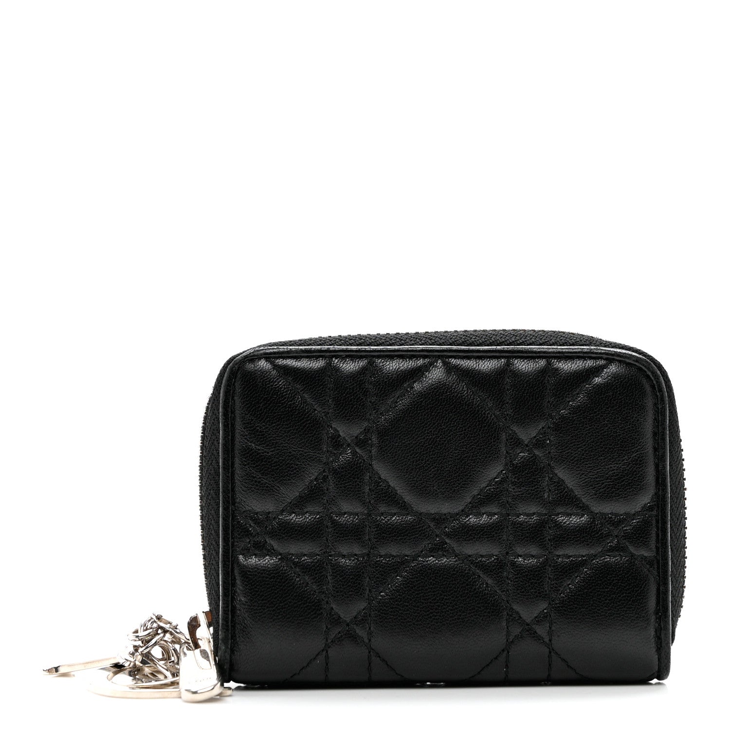Christian Dior Calfskin Cannage Compact Zip Card Wallet Black 1 of 6
