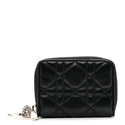Christian Dior Calfskin Cannage Compact Zip Card Wallet Black 1 of 6