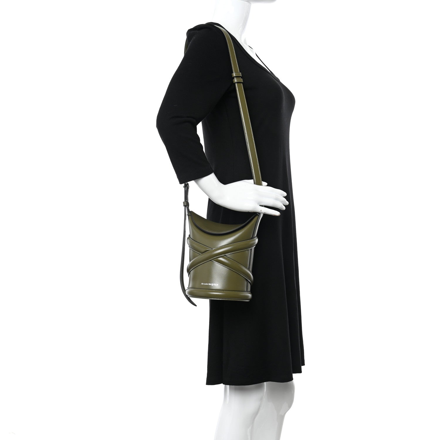 Alexander McQueen Calfskin The Curve Small Shoulder Bag Khaki 2 of 11