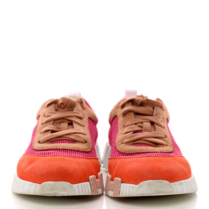 Hermes Air Mesh Suede Goatskin Bouncing Sneakers 38 Rose Multicolor 2 of 7