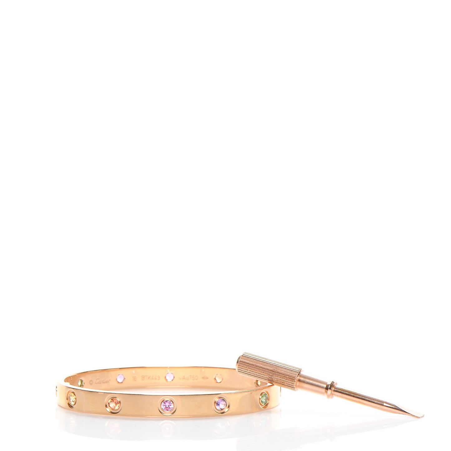 18K Pink Gold Sapphire Garnet Amethyst LOVE Bracelet 16