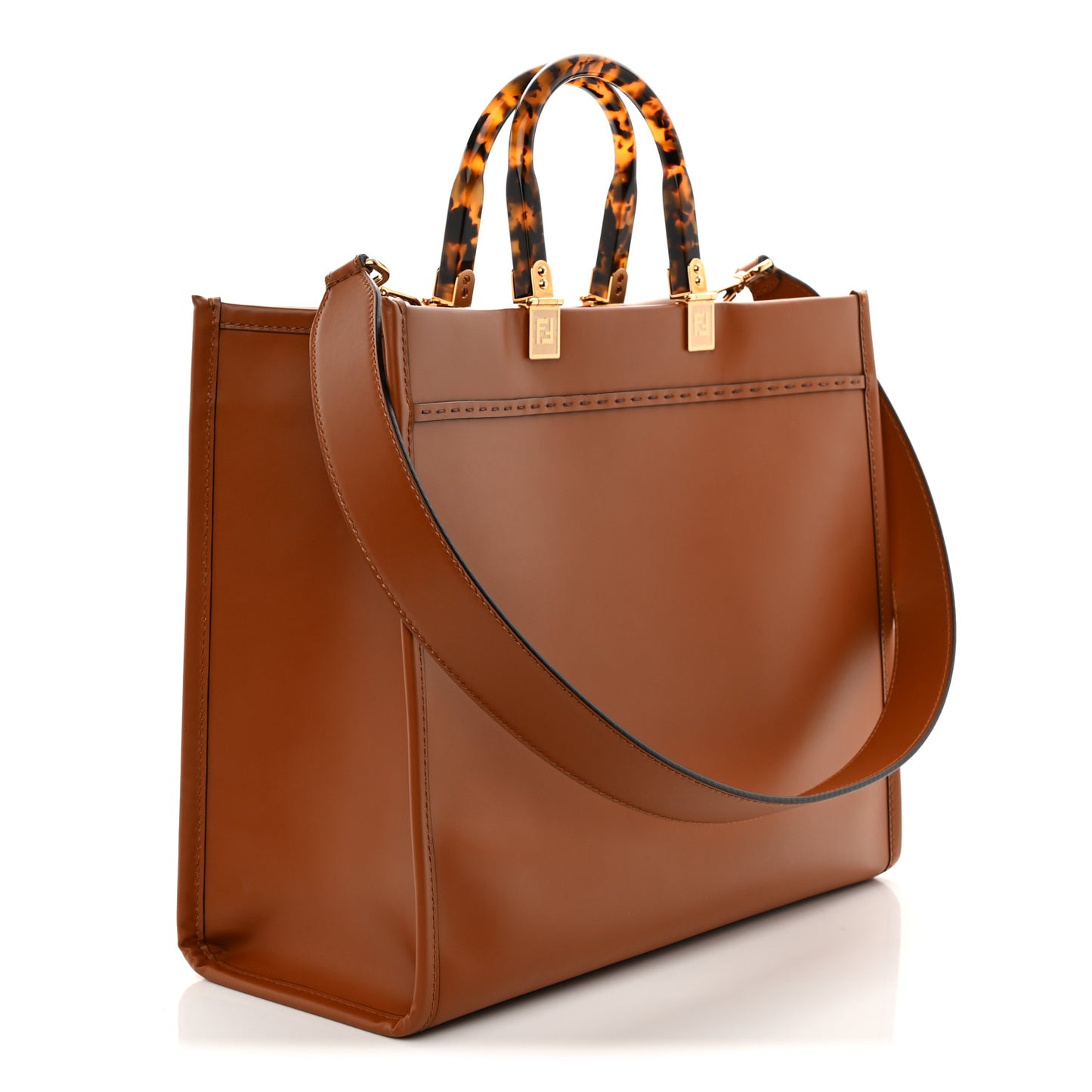 Vitello King Plexiglass Medium Fendi Sunshine Shopper Tote Cuoio