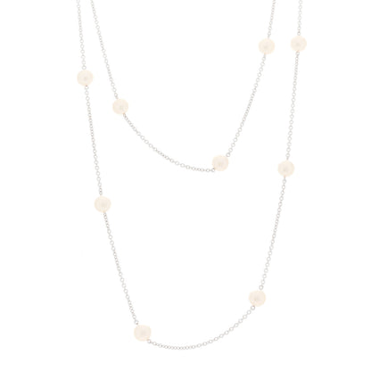 Mikimoto 18K White Gold Akoya Pearl 6-6.5mm Station Necklace 32" 1 of 6