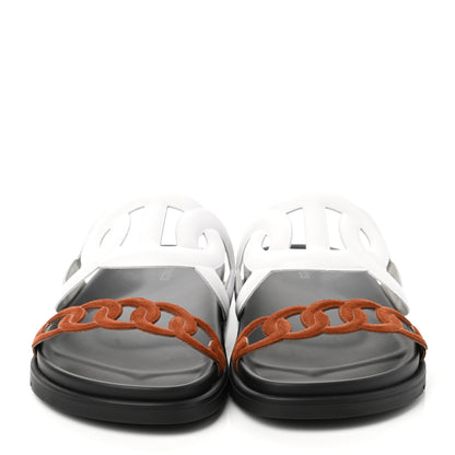 Hermes Suede Goatskin Nappa Extra Sandals 37.5 White Gold 2 of 9