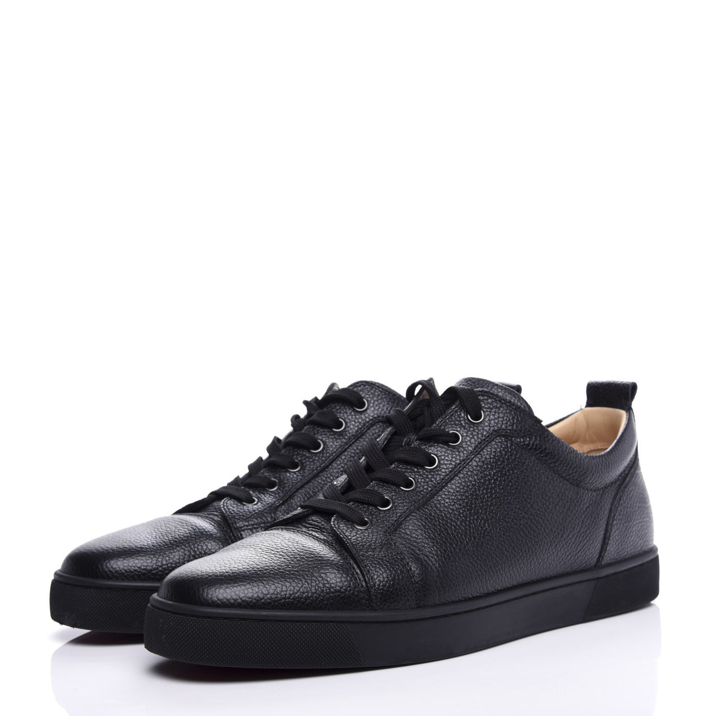 Grained Calfskin Mens Louis Junior Flat Sneakers 46 Black