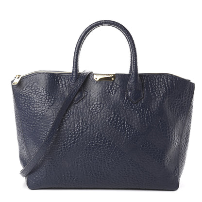 Burberry Heritage Grain Check Embossed Medium Dewsbury Tote Blue Carbon 1 of 8