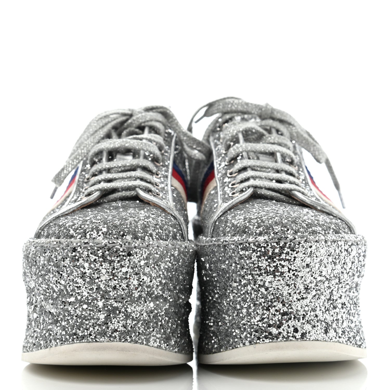 Gucci Glitter Peggy Platform Sneakers 39 Silver 2 of 10