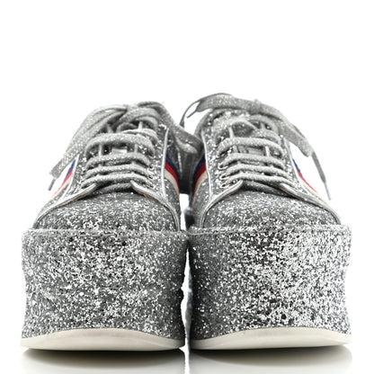 Gucci Glitter Peggy Platform Sneakers 39 Silver 2 of 10