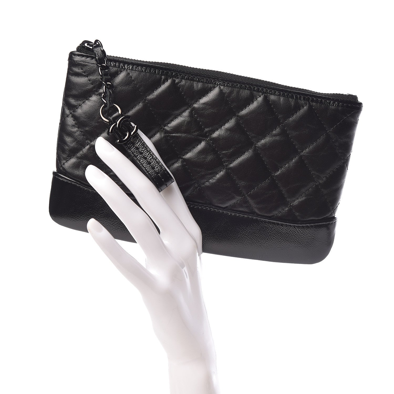 Chanel Aged Calfskin Quilted Small Gabrielle Pouch So Black 2 of 9
