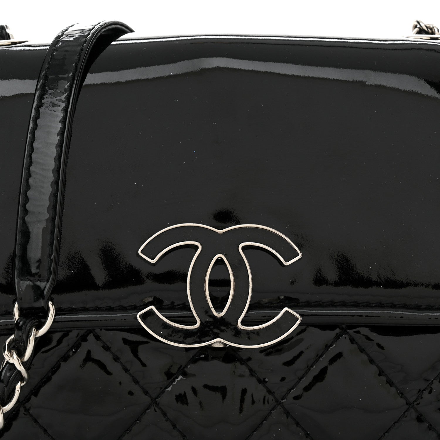 Chanel Patent Quilted Hamptons Flap Bag Black 8 of 12