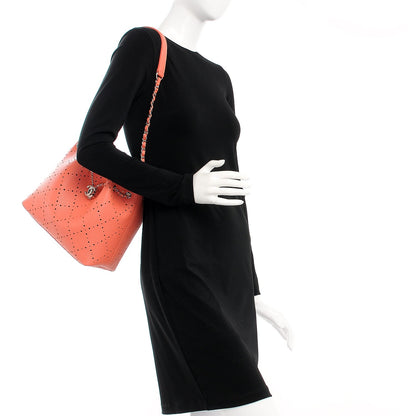 Chanel Caviar Perforated Drawstring CC Bag Coral Beige 2 of 9