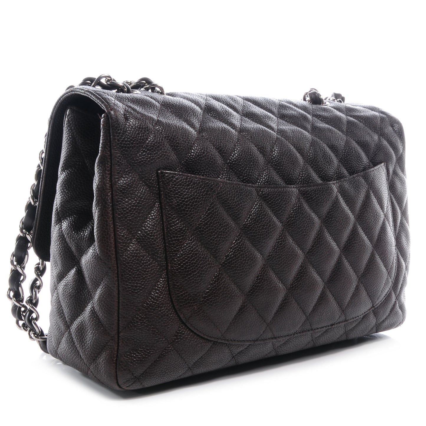 Caviar Quilted Jumbo Single Flap Dark Brown