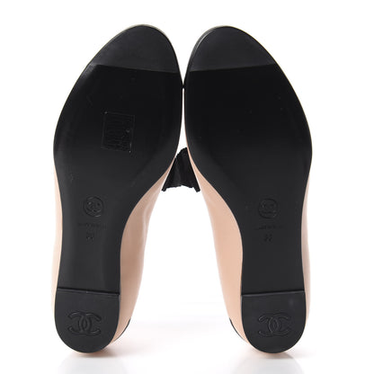 Chanel Lambskin Bow Mary Jane Ballerina Flats 38 Beige Black 5 of 10