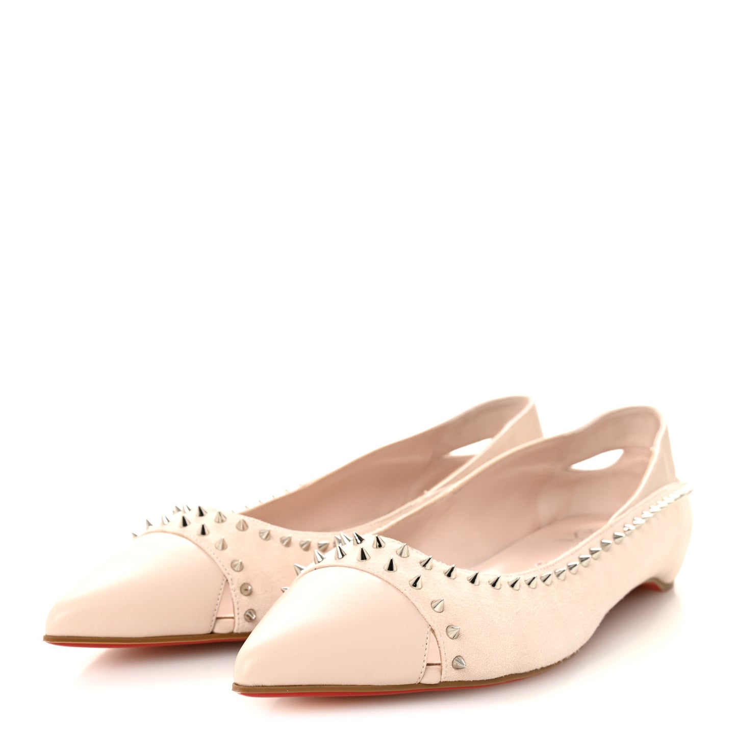 Nappa Suede Spikes Duvettina Ballerina Flats 40 Leche