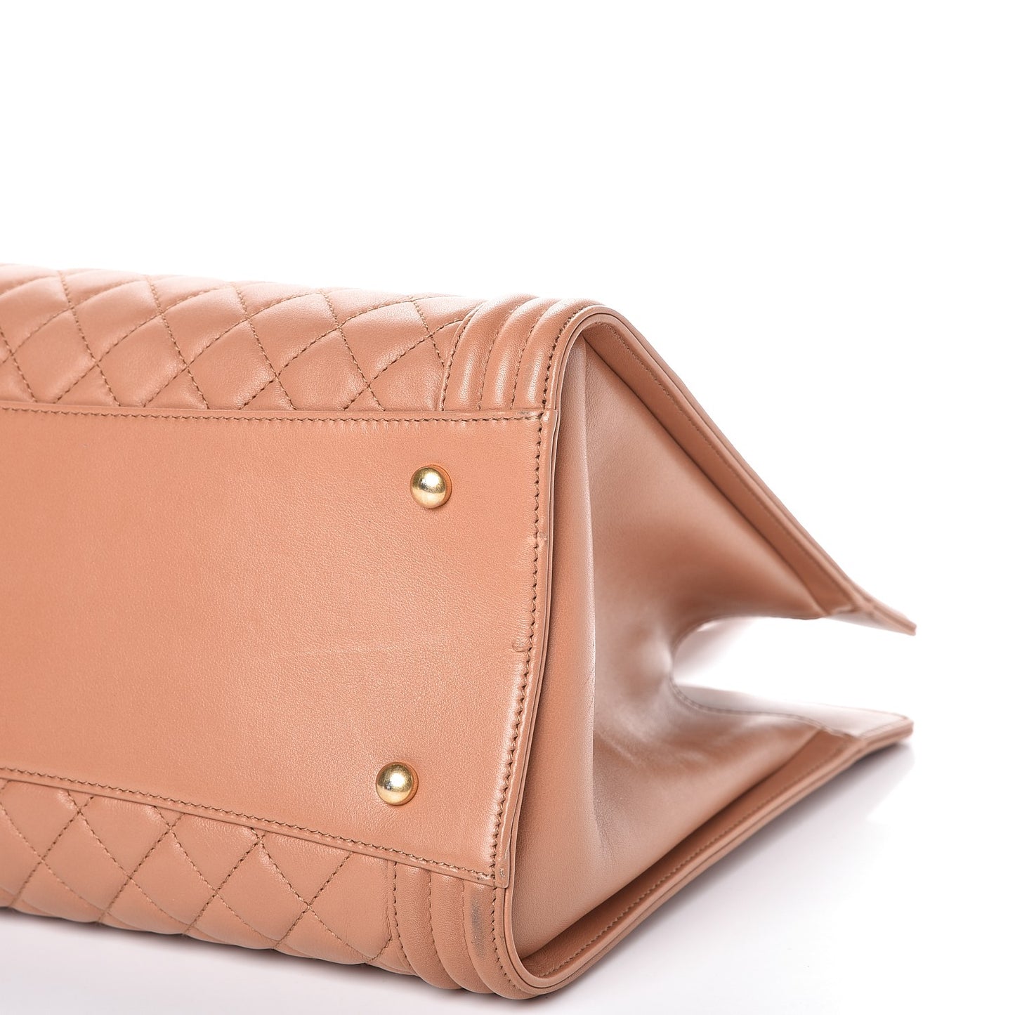 Calfskin Quilted Boy Shopping Tote Camel