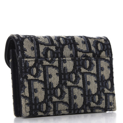 Christian Dior Oblique Saddle Card Holder Blue 3 of 8