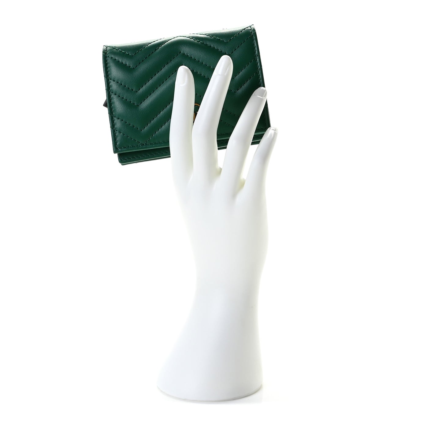 Calfskin Matelasse GG Marmont Card Case Wallet Emerald