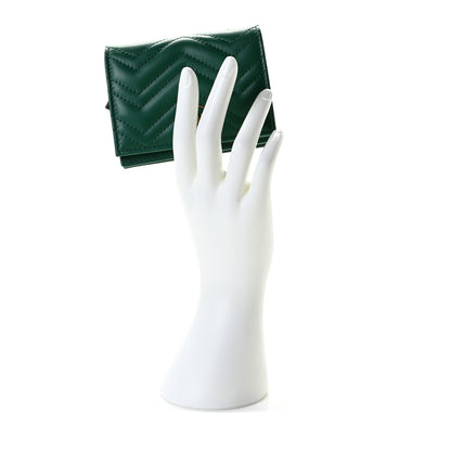 Gucci Calfskin Matelasse GG Marmont Card Case Wallet Emerald 2 of 9