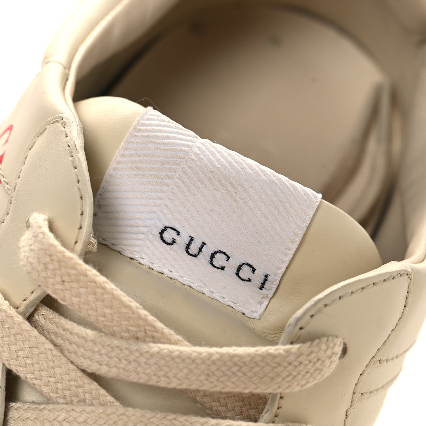 Calfskin Mens Gucci Disk Rhyton Sneaker 8 Ivory Red