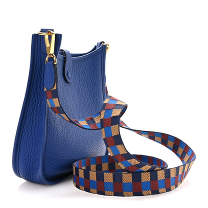 Hermes Taurillon Clemence Maxi Quadrille Evelyne TPM Royal Bleu Bleu Bill Biscuit Rouge H 2 of 9