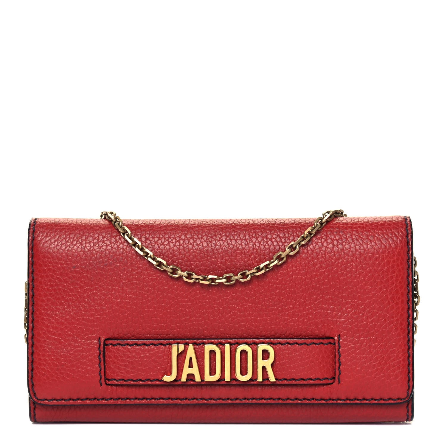 Christian Dior Grained Lambskin J'adior Croisiere Chain Wallet Red 1 of 10