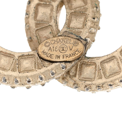 Chanel Crystal Timeless CC Earrings Light Gold 3 of 8
