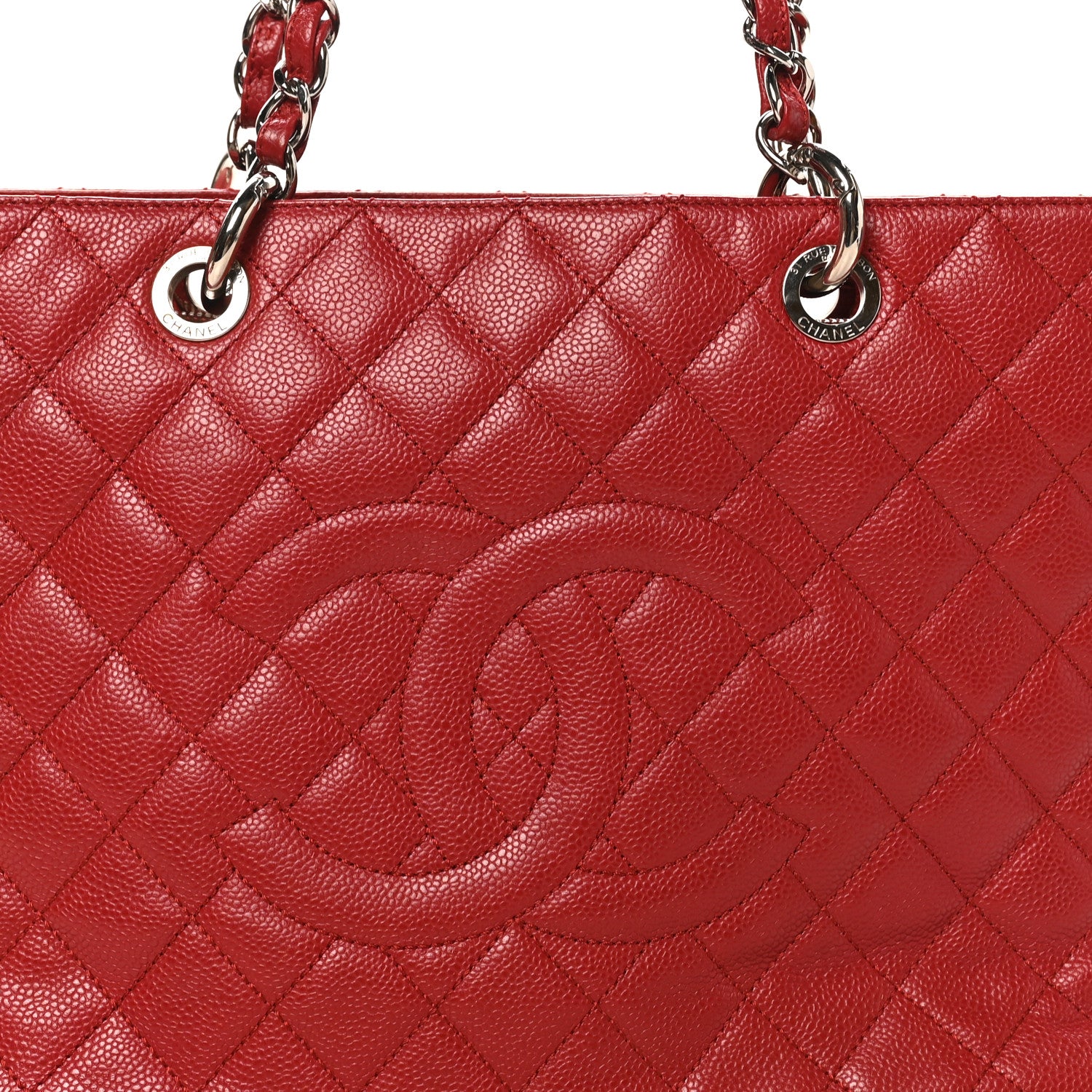 Chanel Caviar Quilted Grand Shopping Tote GST Red 1857218
