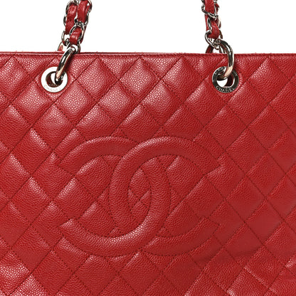 Chanel Caviar Quilted Grand Shopping Tote GST Red 8 of 10