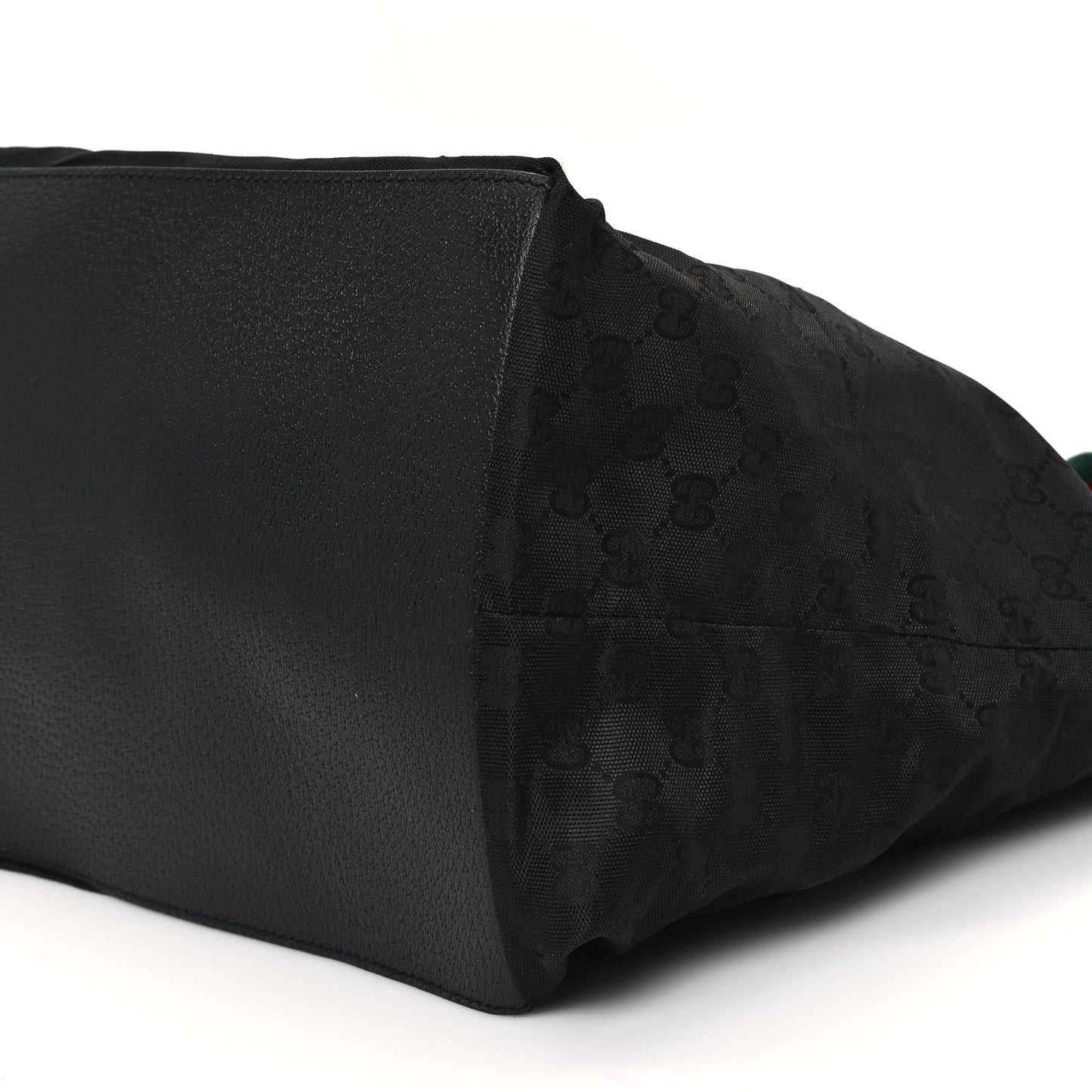 GG Monogram Large Web Handle Bucket Tote Black