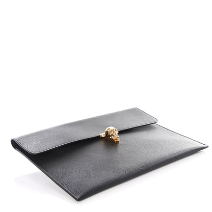 Alexander McQueen Calfskin Skull Envelope Clutch Black 3 of 6