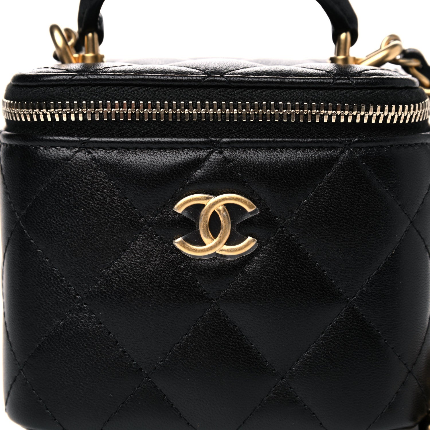 Chanel Lambskin Quilted Top Handle Mini Vanity Case With Chain Black 8 of 11