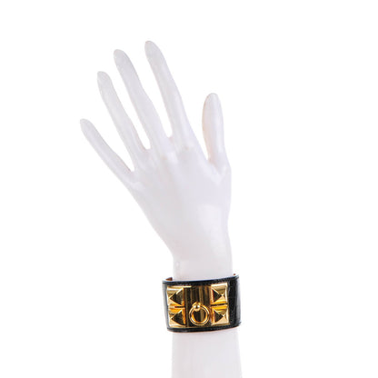 Hermes Shiny Alligator Collier De Chien CDC Bracelet S Black 2 of 7