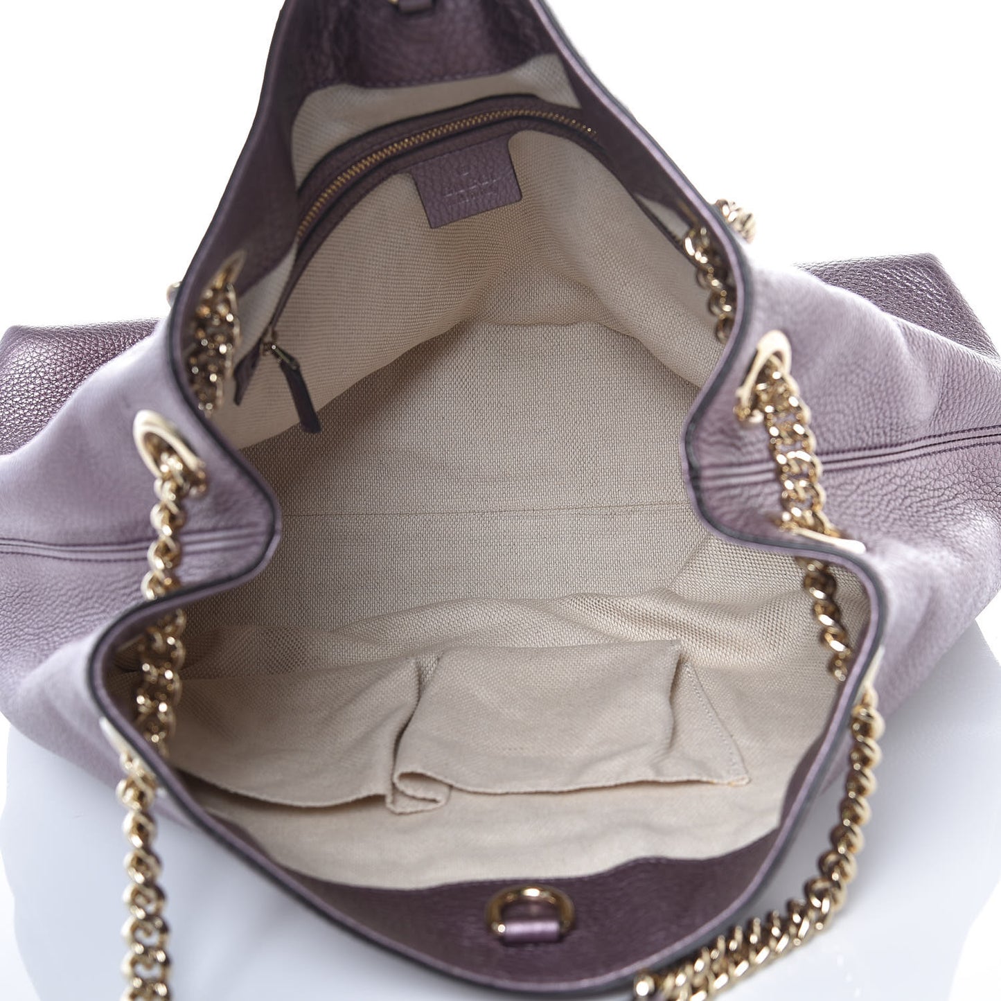Metallic Pebbled Calfskin Medium Soho Chain Shoulder Bag Purple