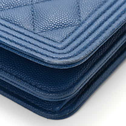 Chanel Caviar Quilted Boy Wallet On Chain WOC Blue 12 of 14