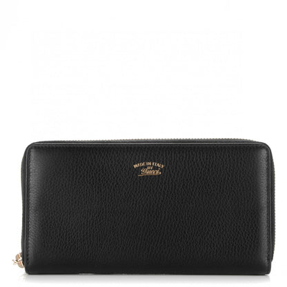 Gucci Pebbled Calfskin Bamboo Tassel Zip Around Wallet Black 1 of 6
