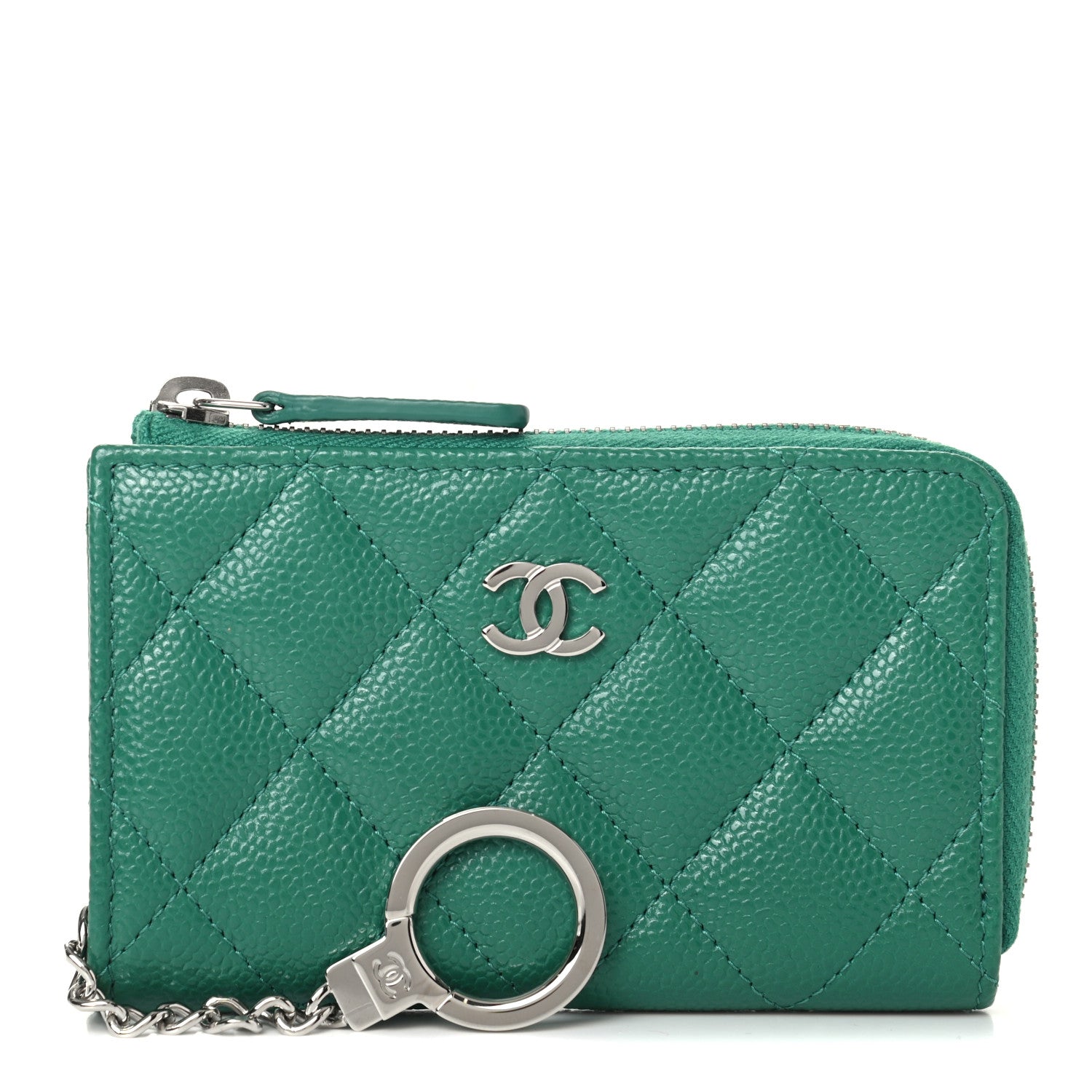 Chanel Caviar Quilted Zipped Key Holder Case Green 1 of 7