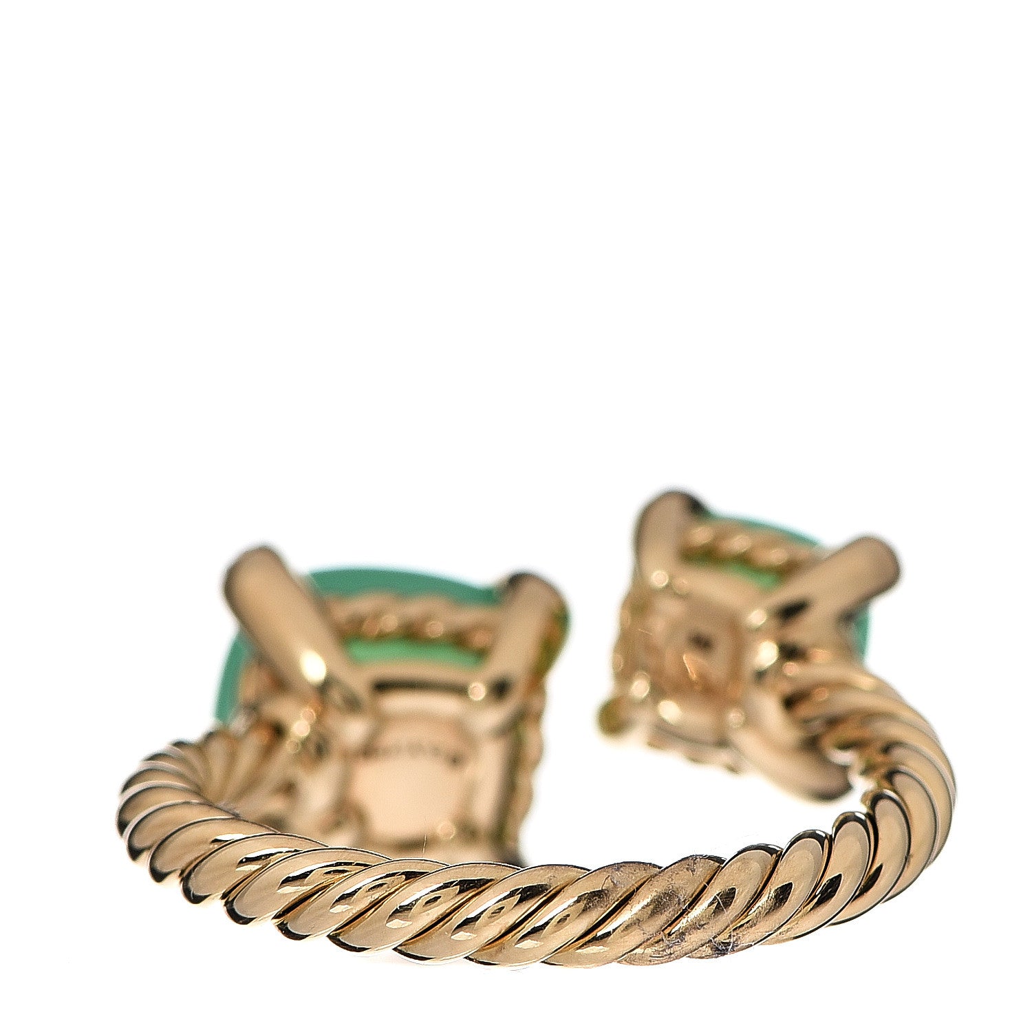 David Yurman 18K Yellow Gold Diamond Chrysoprase Chatelaine Bypass Ring 52 6 3 of 4