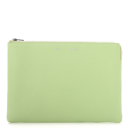 Celine Plastic Bag with Cloudy Lambskin Solo Zip Pouch Clutch Lime 5 of 12