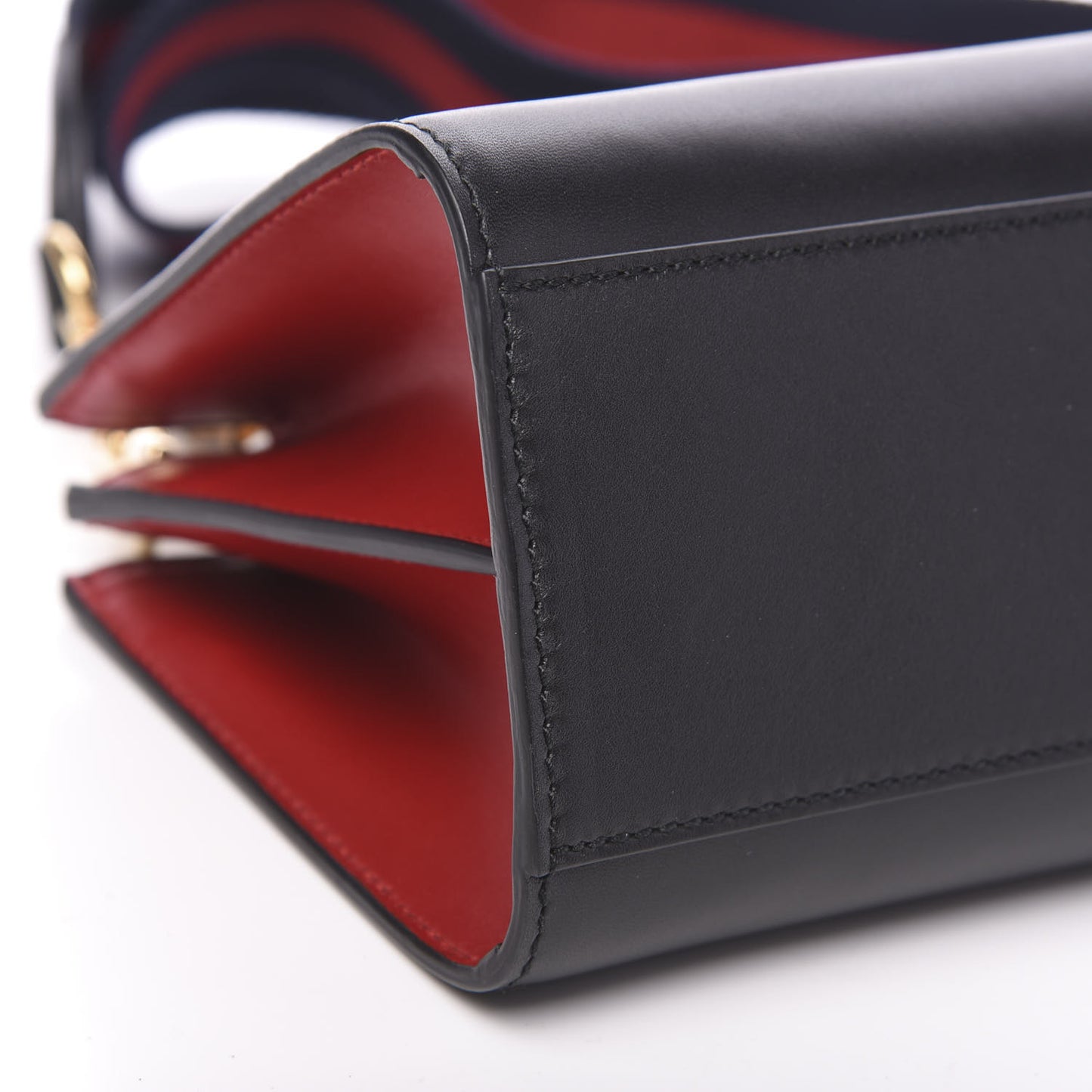 Nappa Bamboo Web Mini Nymphaea Top Handle Bag Black