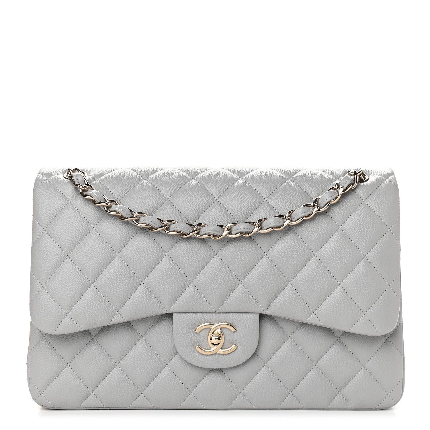 Chanel Caviar Quilted Jumbo Double Flap Grey 1 of 8