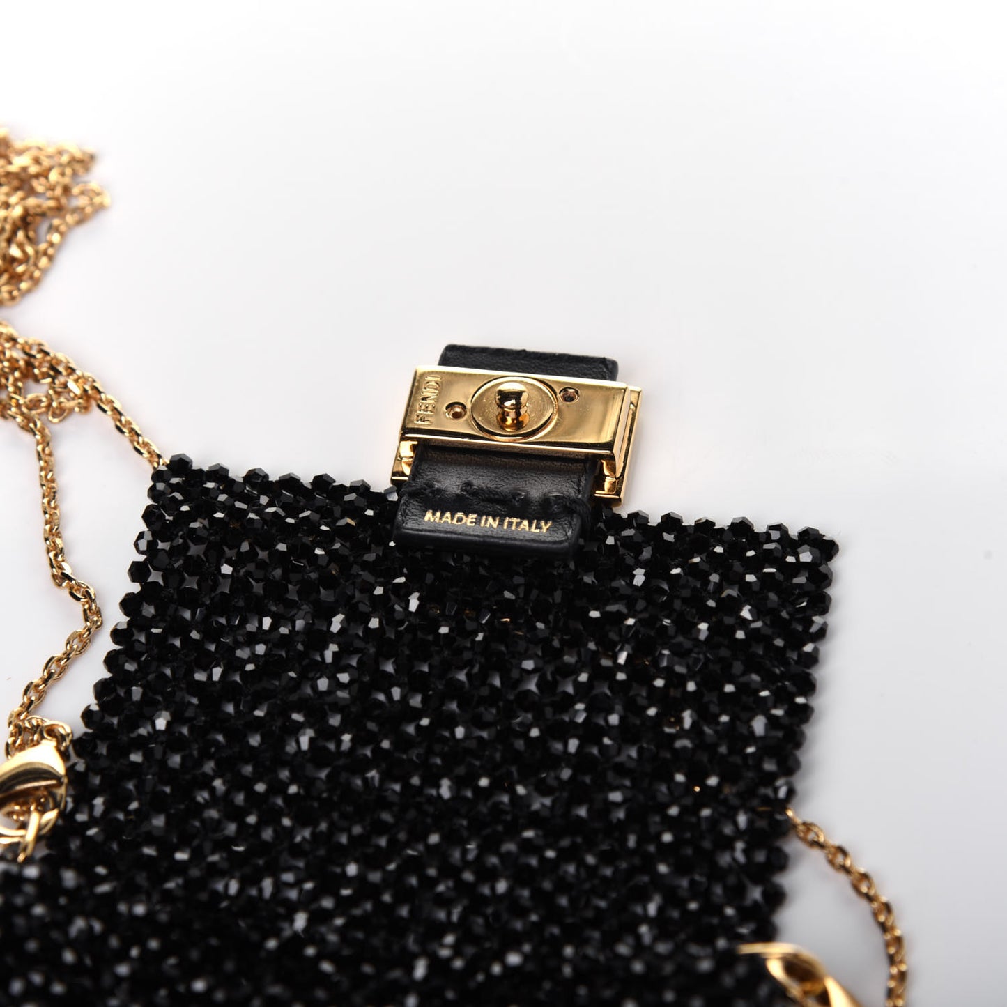 Crystal Vitello King Beaded Mini Pico Baguette Charm Black